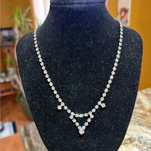 Rhinestone Vintage V Necklace